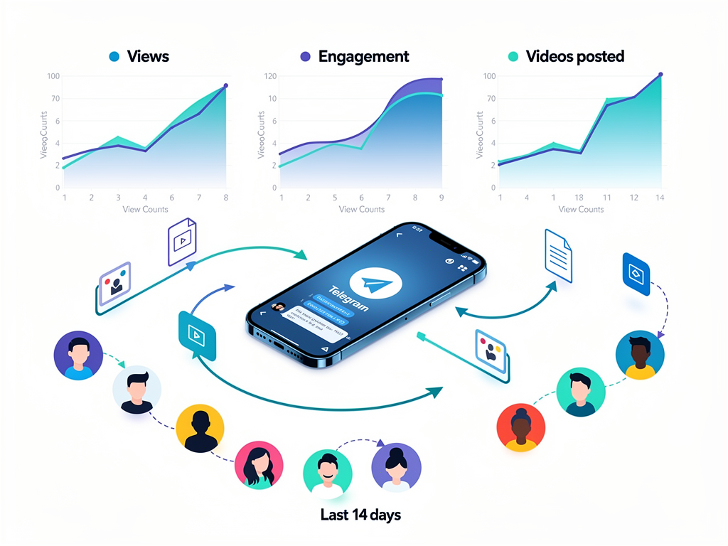 Growth metrics showing 2.2 million views and 100,000 engagements from crypto channels telegram TikTok campaign