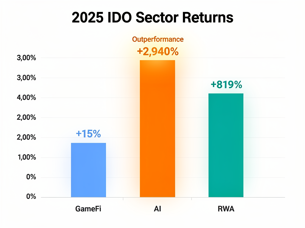 GameFi IDO ROI 2025 compared to AI and RWA sectors performance chart