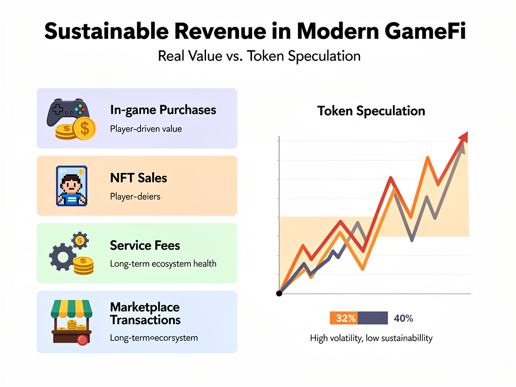 Sustainable GameFi revenue models beyond token speculation diagram