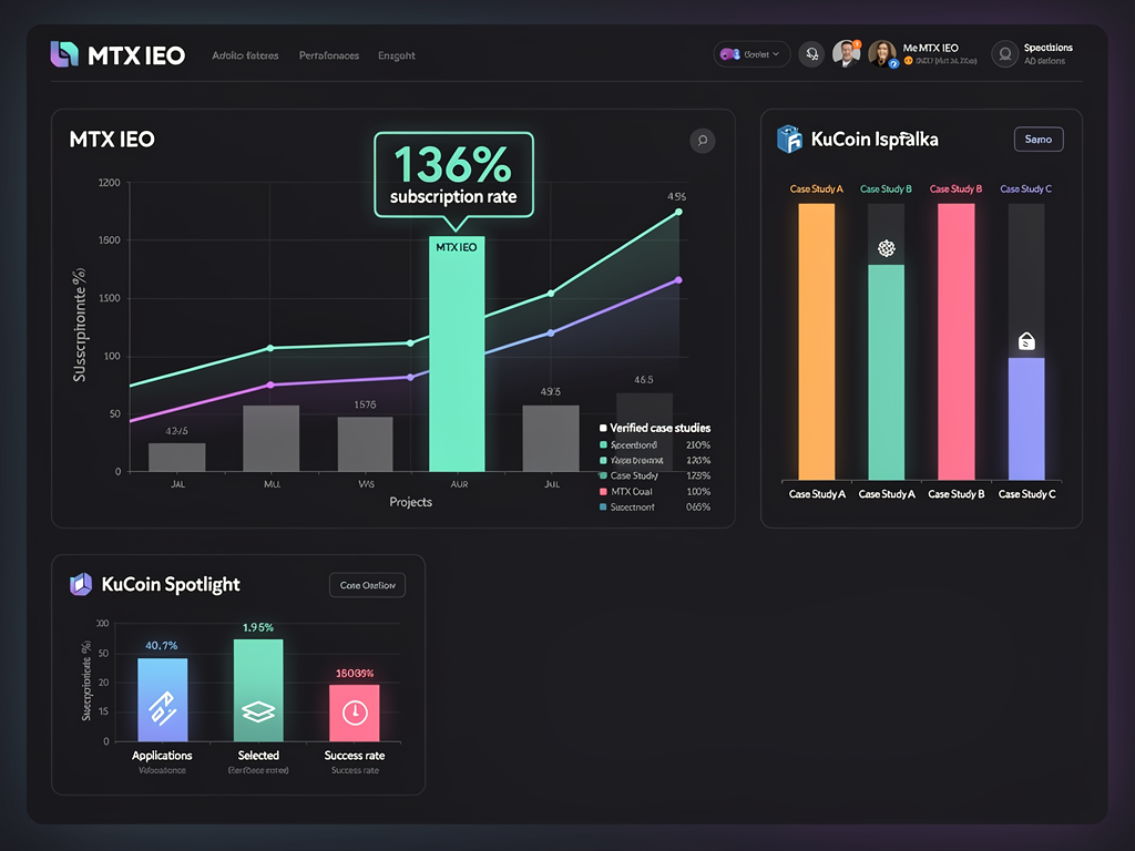 IEO marketing results showing 136% subscription rate for MTX launch and verified metrics from successful campaigns