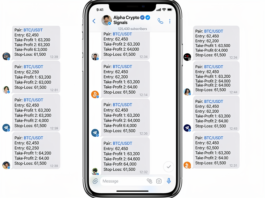 Best crypto signals telegram free channel with over 40,000 subscribers showing live trade calls and performance metrics
