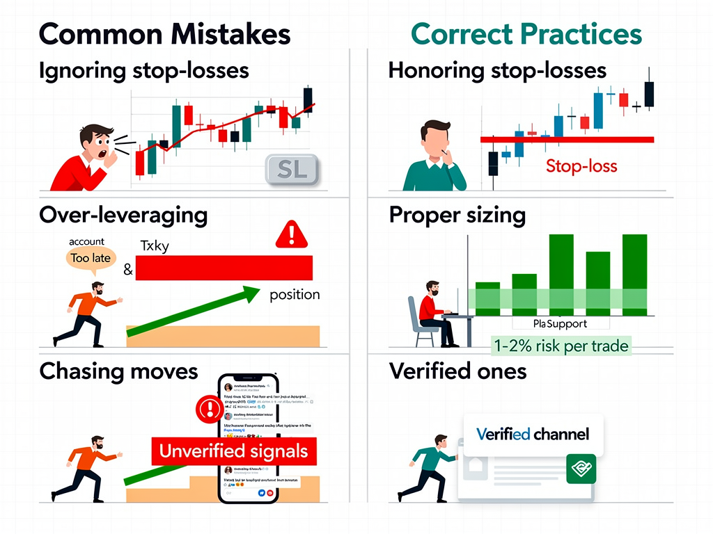 Common mistakes when using crypto signals free telegram and how to avoid them with proper risk management