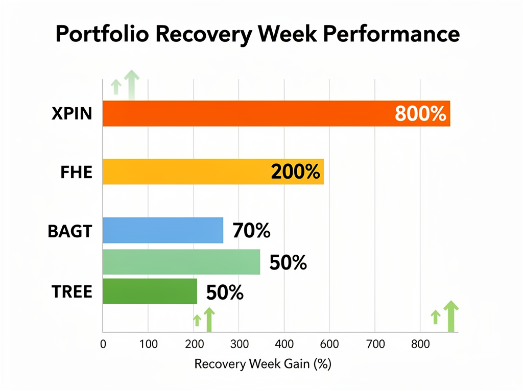 Free crypto telegram signals results showing 800% gain on XPIN and multiple 30-70% returns in one week recovery