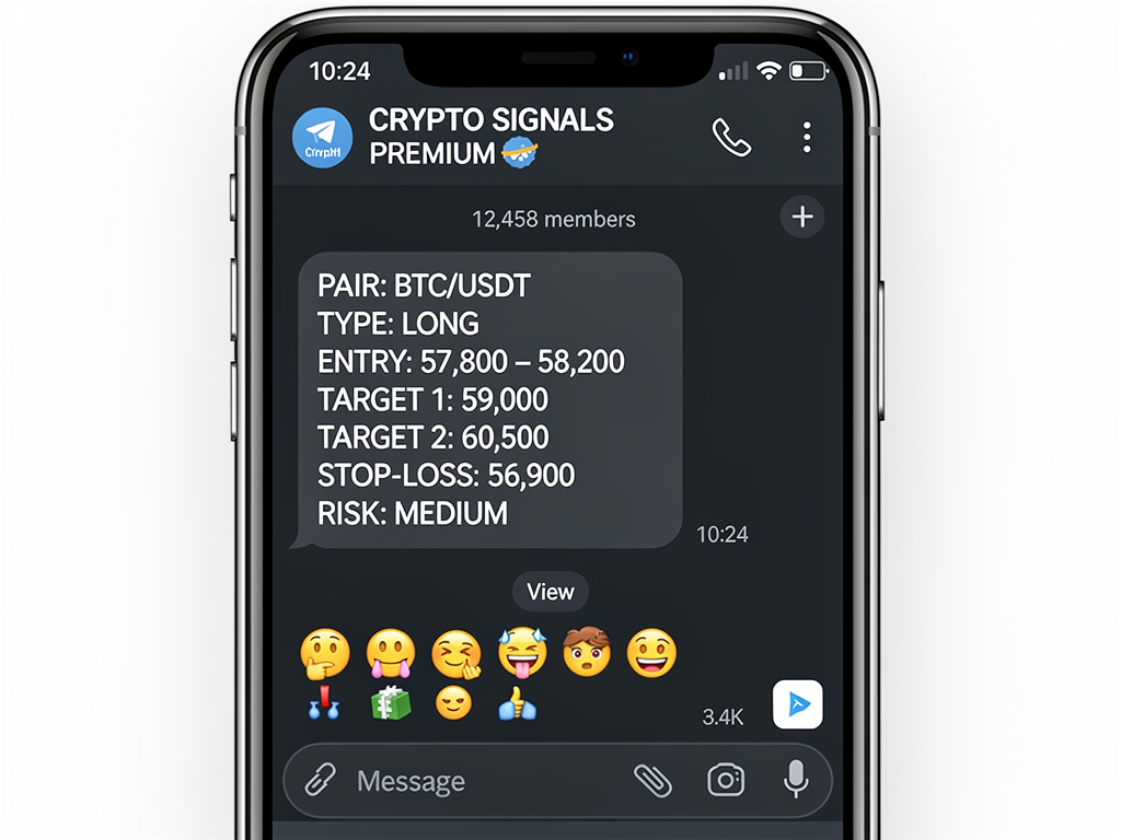 Crypto expert signals telegram channel showing trade setup with entry price targets and stop loss