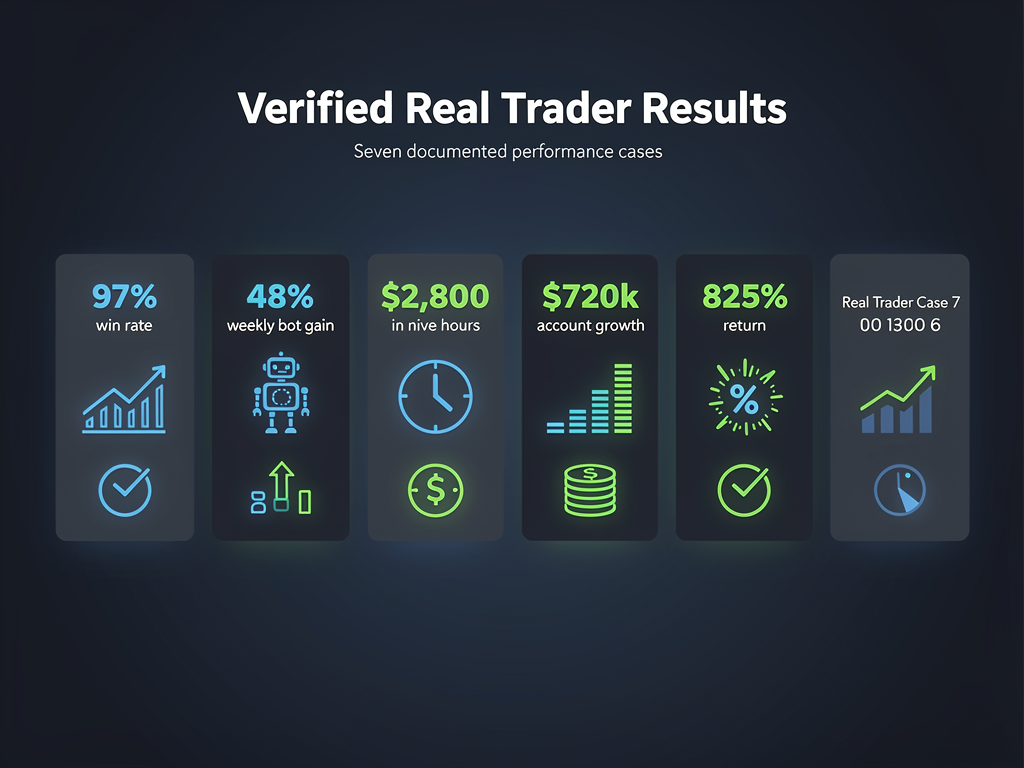 Verified crypto futures trading Telegram results showing 825 percent return and 97 percent win rate from real trader cases