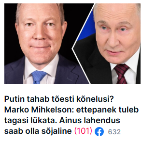 Eesti Vabariigi Riigikogu väliskomisjoni esimehel Marko Mihkelsonil on teistsugune arvamus