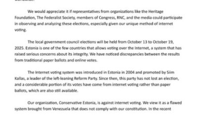 USA esindajad tulevad vaatlema Eesti KOV valimisi oktoobris 2025 - Eesti Eest!