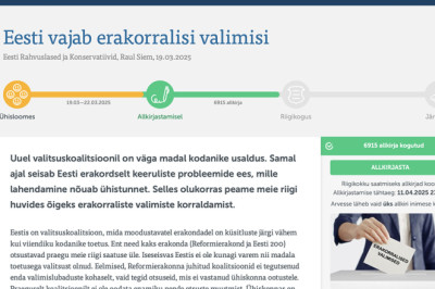 Kodanikualgatuse korras kogutakse allkirju erakorralisteks valimisteks