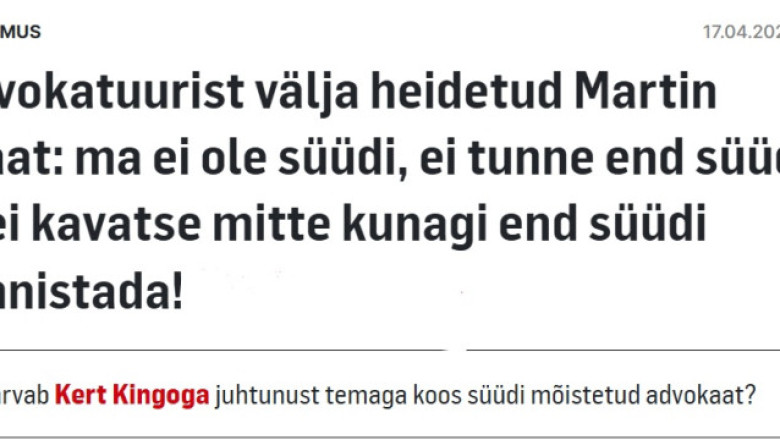 Täpselt sama ütlen ka mina - ma EI ole süüdi, EI tunne end süüdi ja EI kavatse end mitte kunagi süüdi tunnistada!