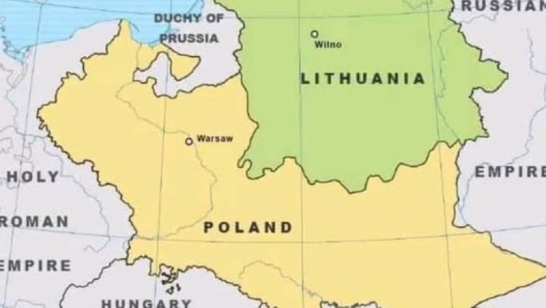 See ajalooline kaart illustreerib Poola-Leedu Ühendust selle territoriaalse õitseaja ajal aastal 1667