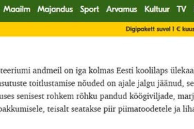 Uus teooria- teadus: Eesti lapsed on paksud sellepärast, et joovad liiga palju piima ja söövad liiga palju liha