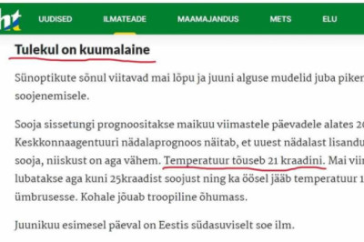 Teadus: tulemas on 21° C kuumalaine