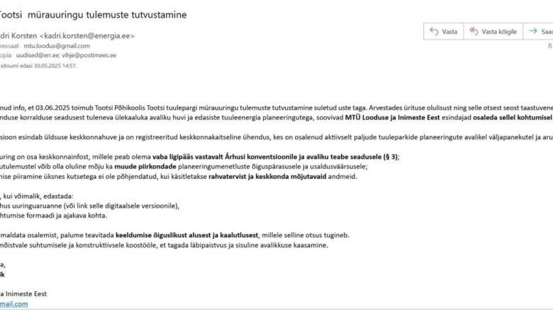 Rahva eest varjates: 3. juunil tutvustatakse Sopi-Tootsi tuulepargi mürauuringut